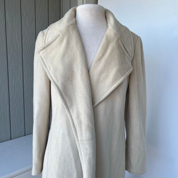 VTG 50s Lorendale 100% Cashmere Ivory Wrap Coat Portrait Collar S/M - Picture 4 of 16